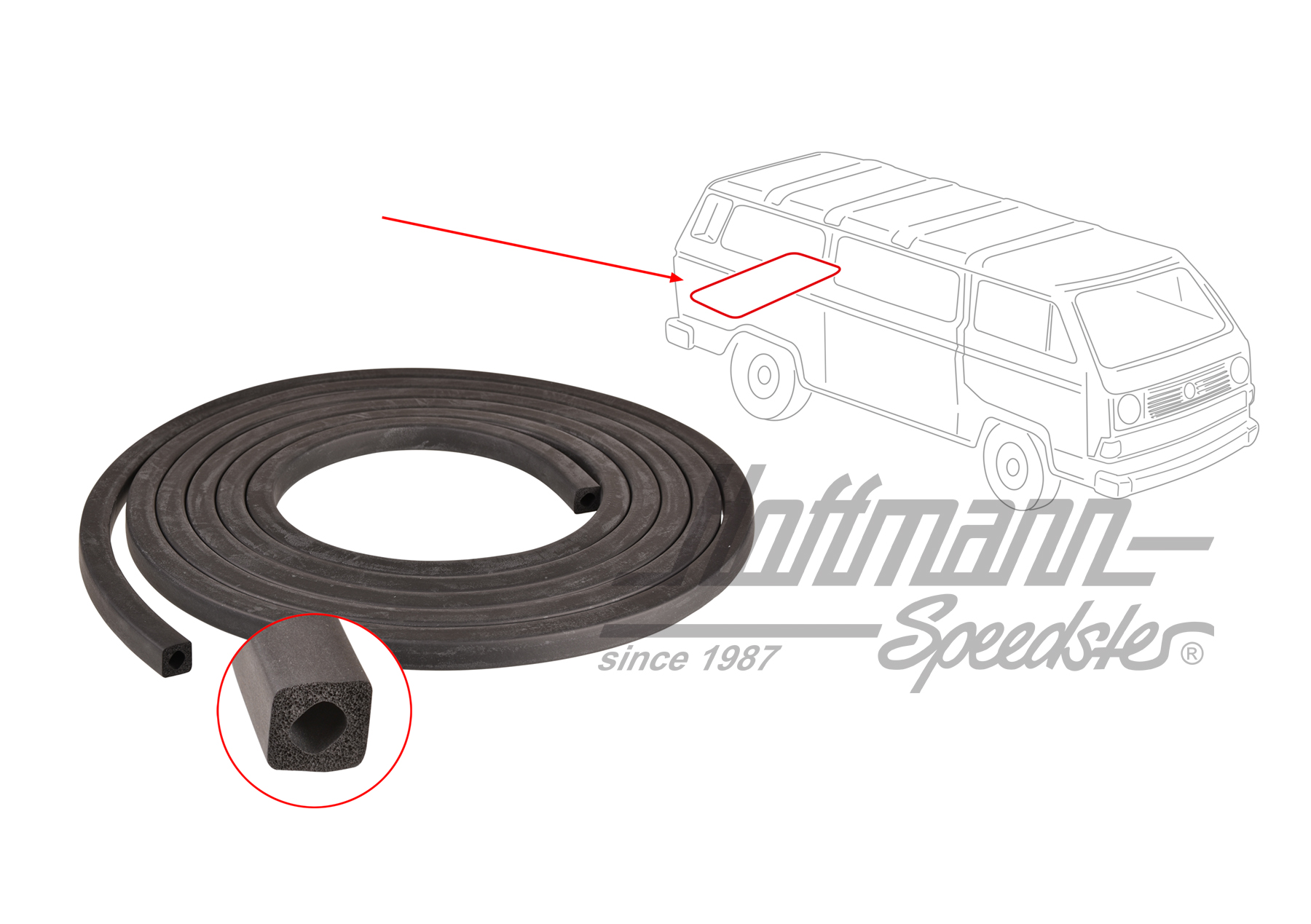 Joint, capot-moteur, en haut, Bus T3 | 251 813 133 B | 350-0212