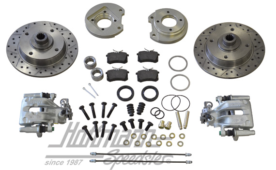 Kit frein à disque, arrière, perforé/rainuré, 4-trous, de trompette, cercle des trous 130 | BA KER 33 HP | 020-3918-03