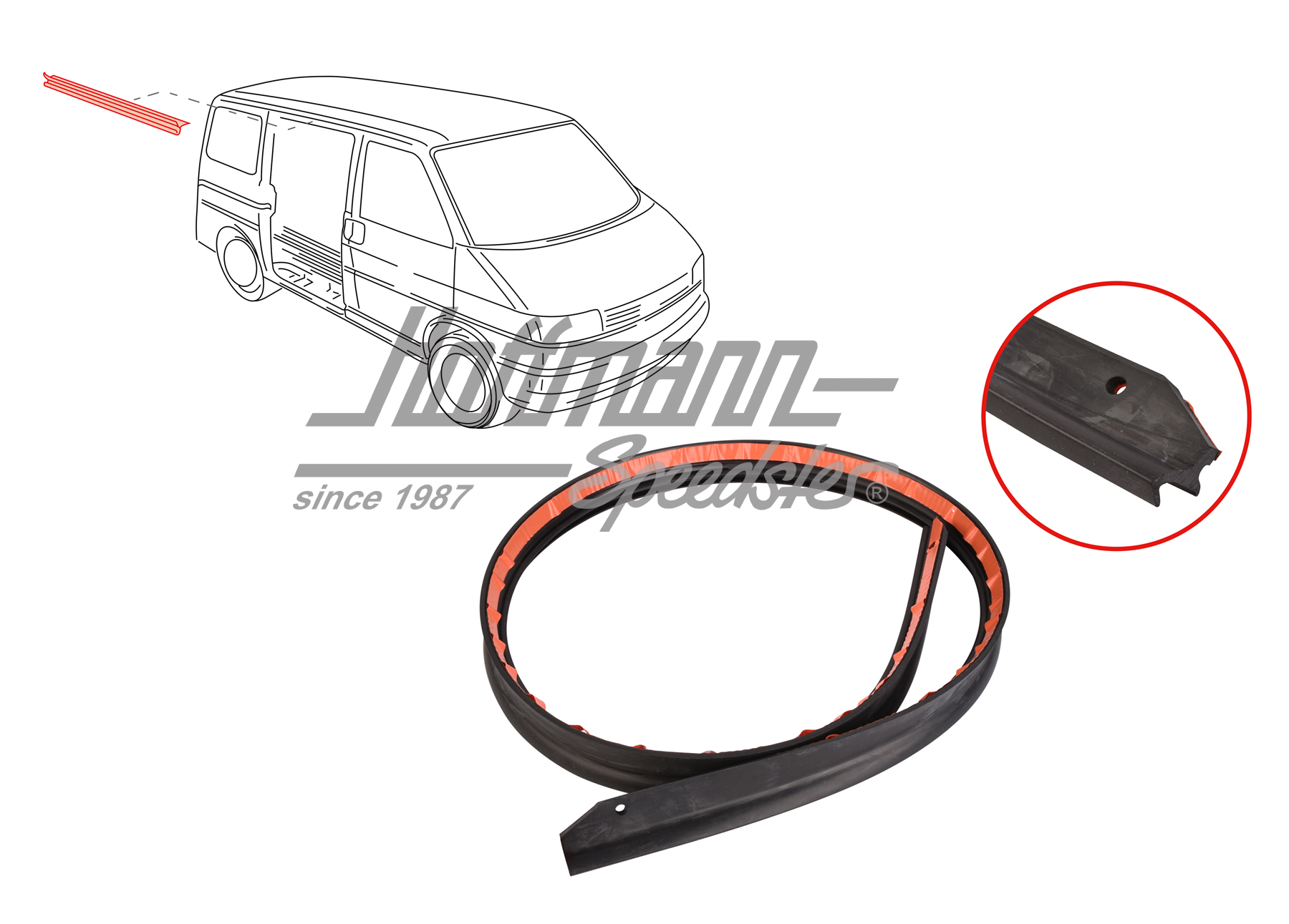 Joint, porte coulissante, en haut, Bus T4 | 7D0 843 793 | 408-1460-20