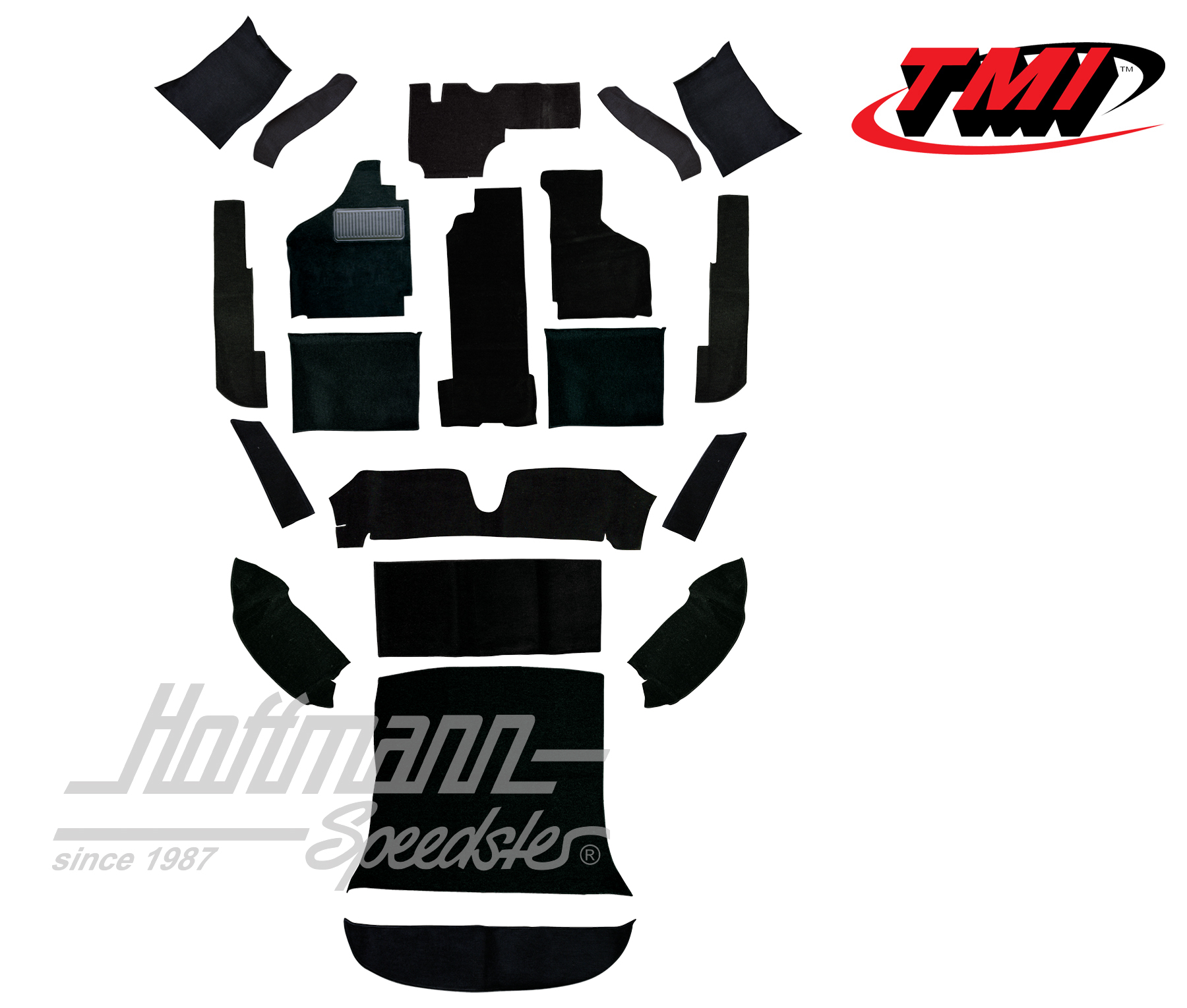 Kit moquettes, Karmann Ghia Coupé, 8.68-, noir | 34-F1524-801 | 066-0043-50