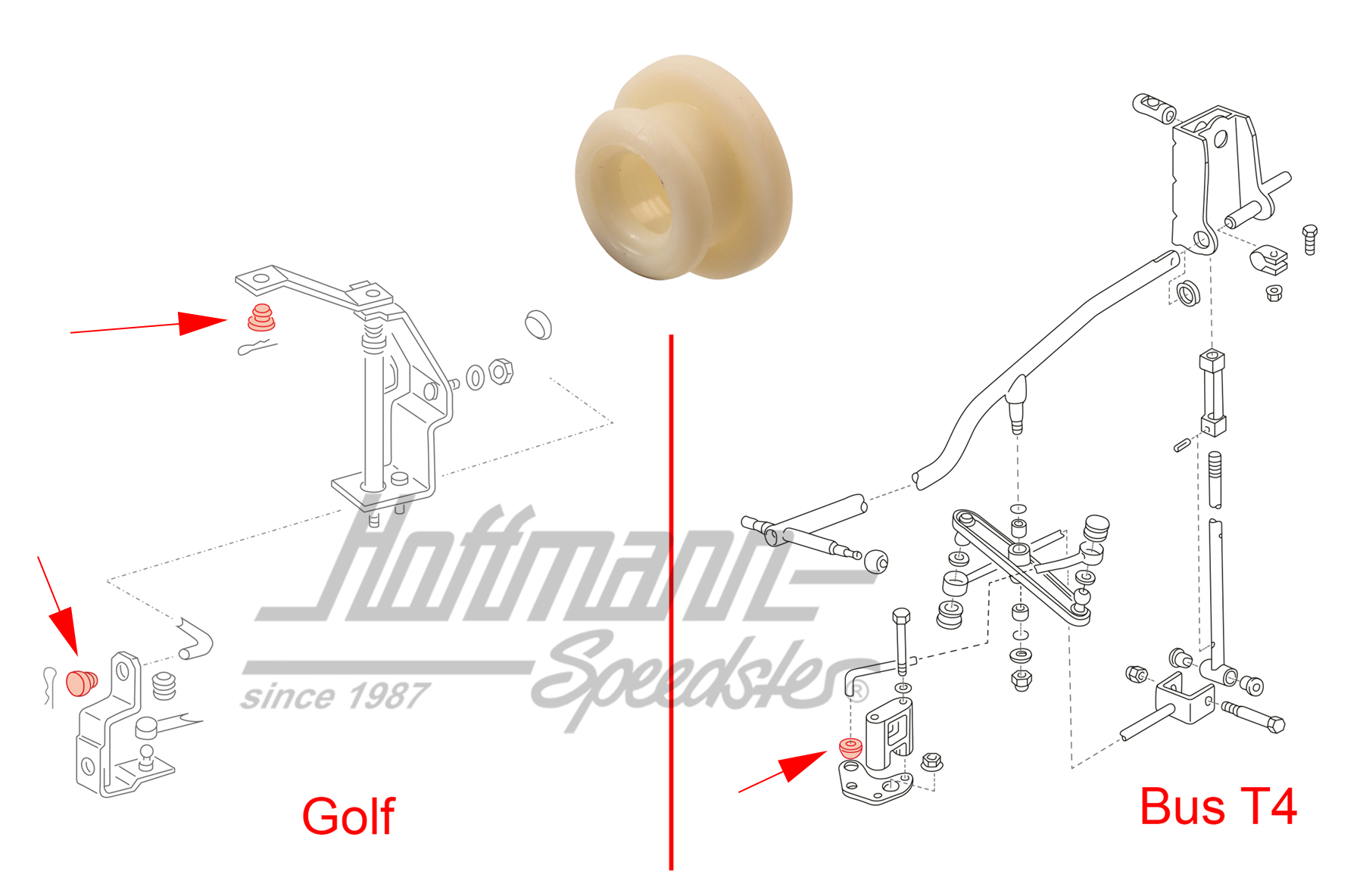 Douille, levier de vitesses avant, Golf/Bus T4 | 171 711 181 | 170-2010-09