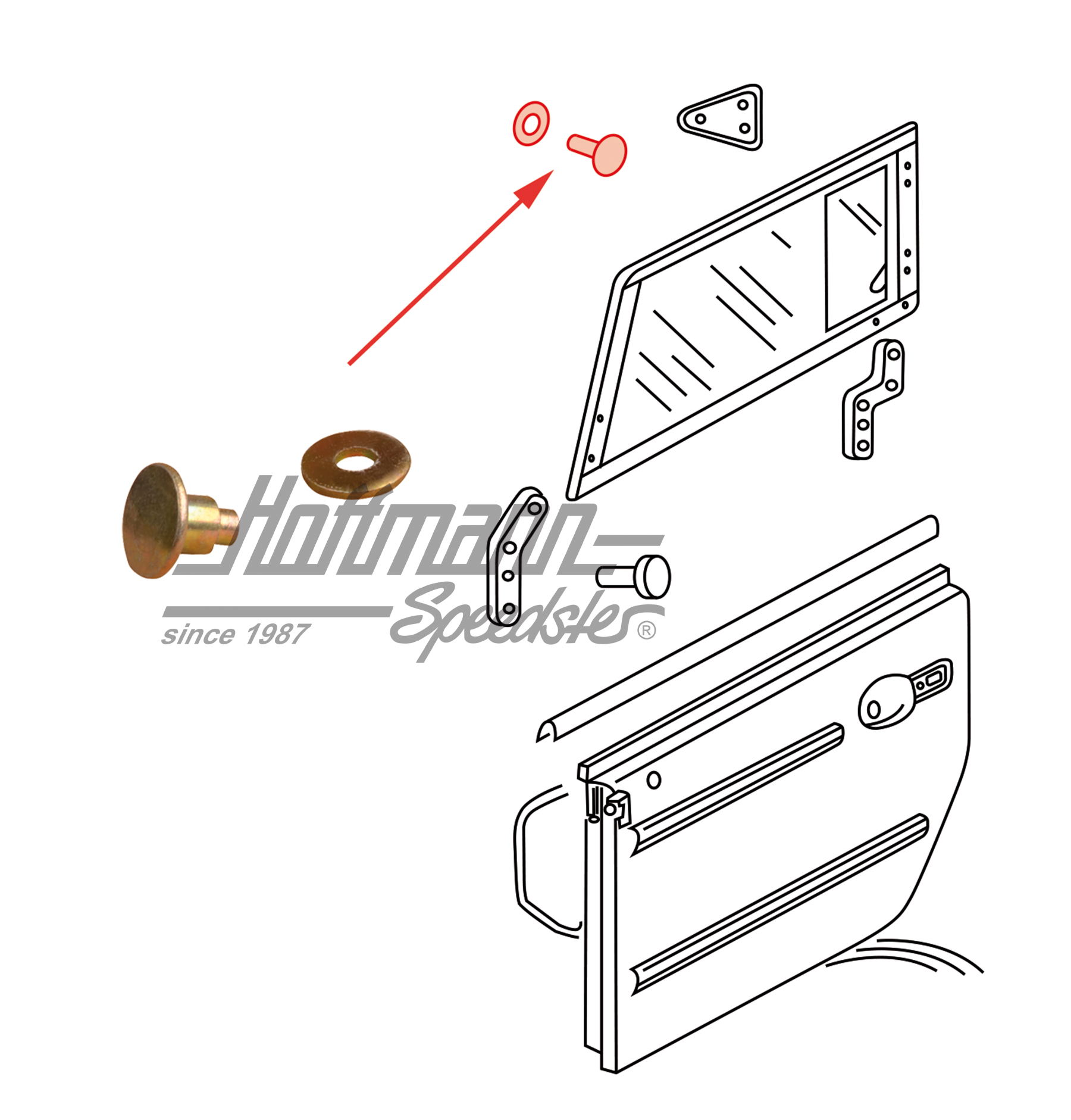 Rivet, languette/fenêtre enfichable, avant | 181 837 825 | 080-2675-10
