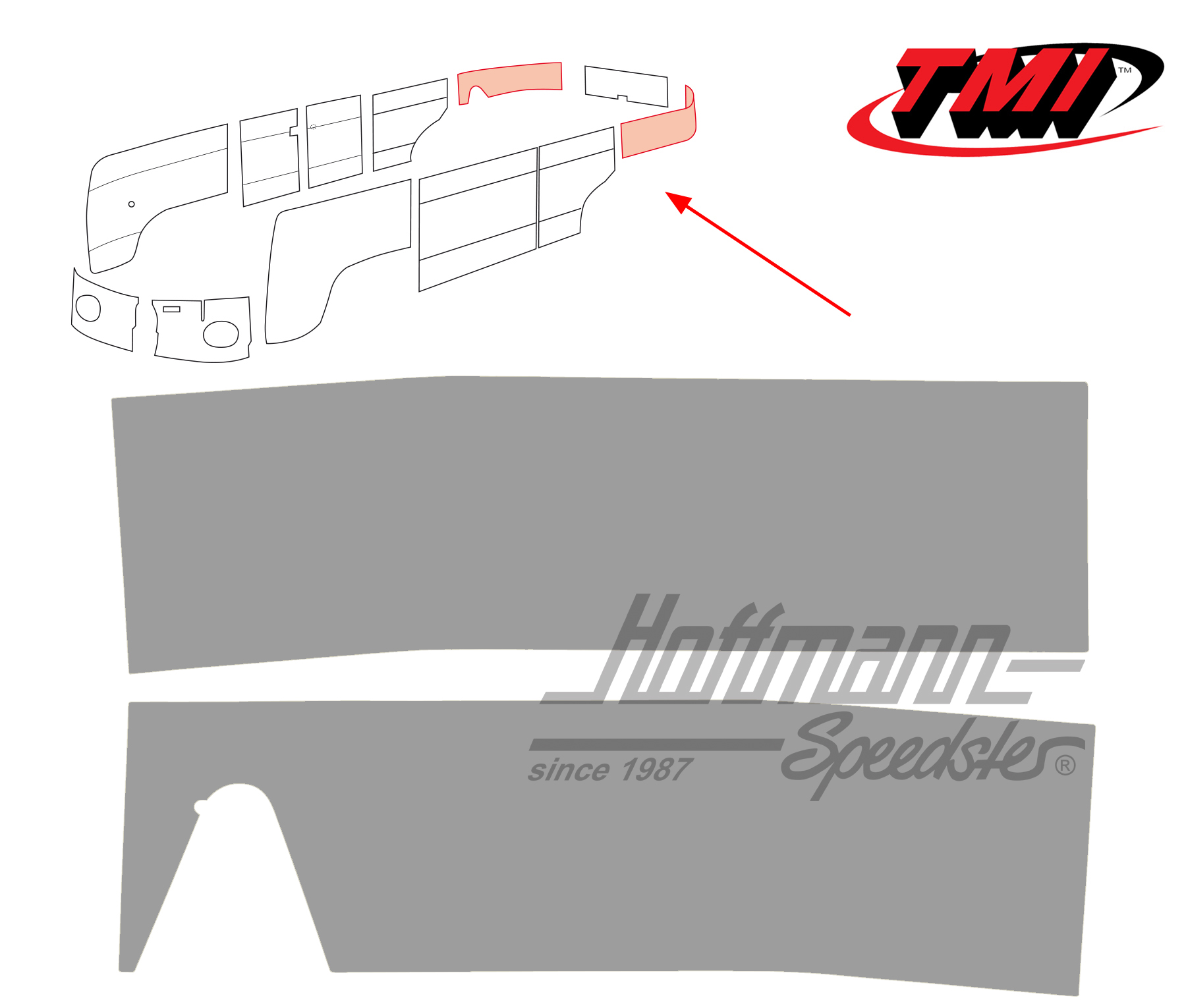 Panneaux latéraux, arrière, 55-62, gris | 10-2141-16 | 098-0582-03